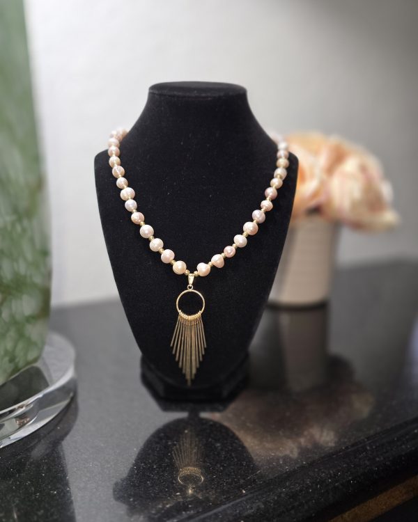 Blush Pearl Fringe Pendant Necklace