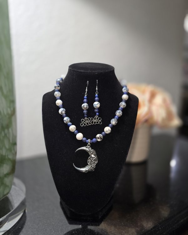 Fire Agate with blue lapis set