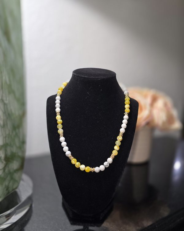 Sunny Yellow & White Gemstone Beaded Necklace