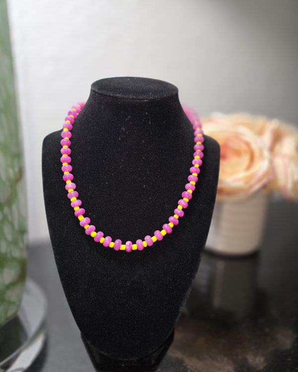 Pink & Yellow Beaded Necklace