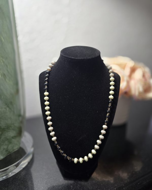 Classic Black, Grey & Ivory Beaded Necklace