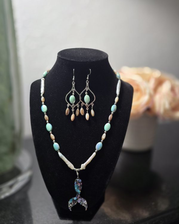 Mermaid necklace and earring set