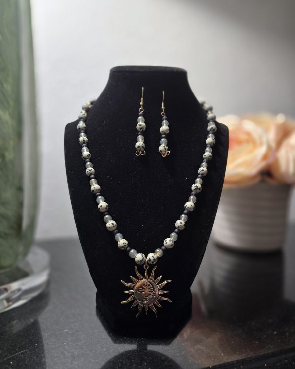 Celestial Dalmatian Jasper Necklace & Earring Set