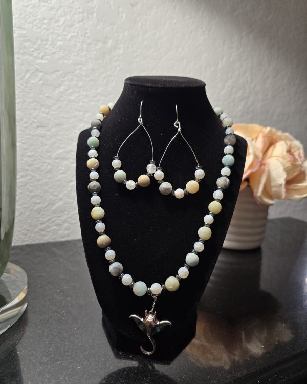 Amazonite Mata Ray necklace and earring set