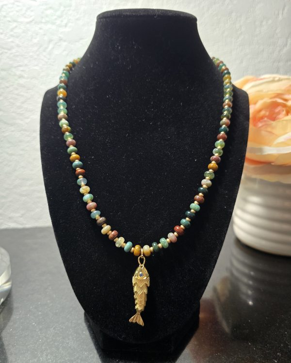 Fancy Jasper Fish necklace