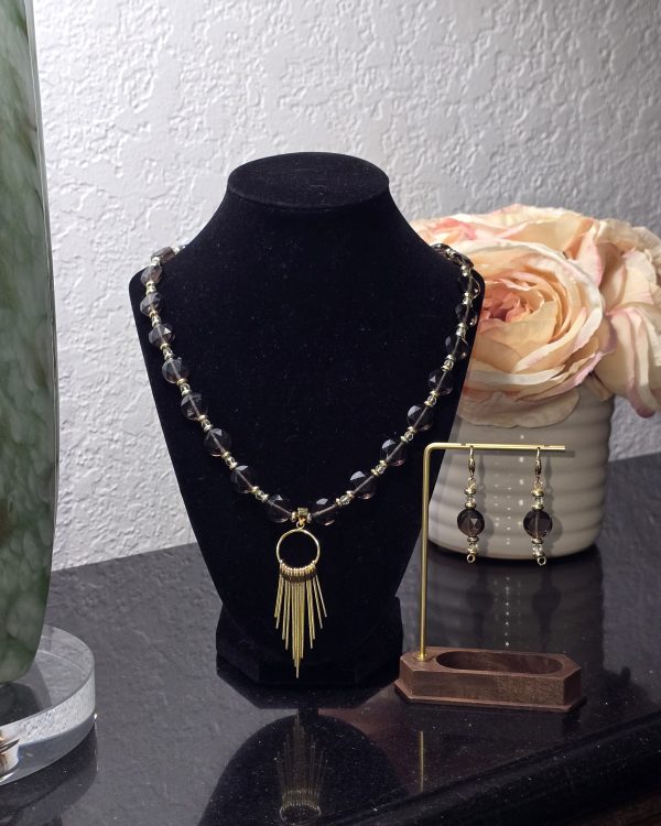 Iced Obsidian Necklace & Earring Set