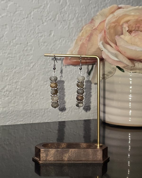 Gray Agate Dangle Earrings