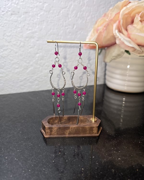 Ruby Beaded Chandelier Earrings